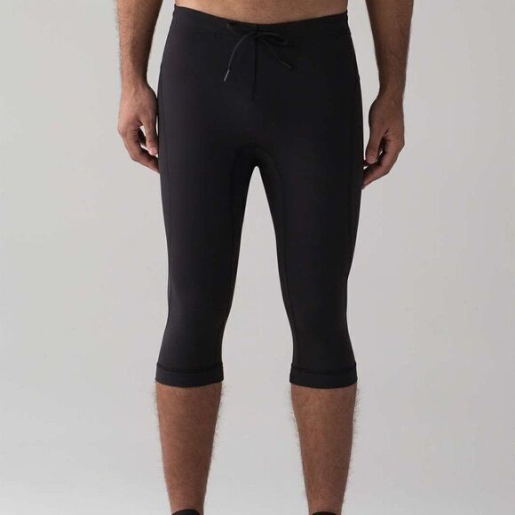 Lululemon Mens Tight Stuff 1/2 Tight Black L Pockets - Picture 1 of 16